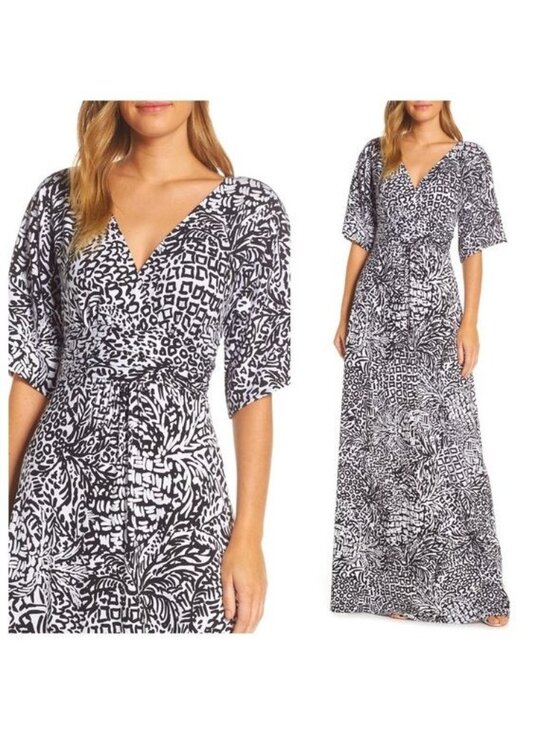 Lilly Pulitzer Dresses & Skirts - NWT LILLY PULITZER Parigi Maxi Wrap Dress Black and White size XXS
